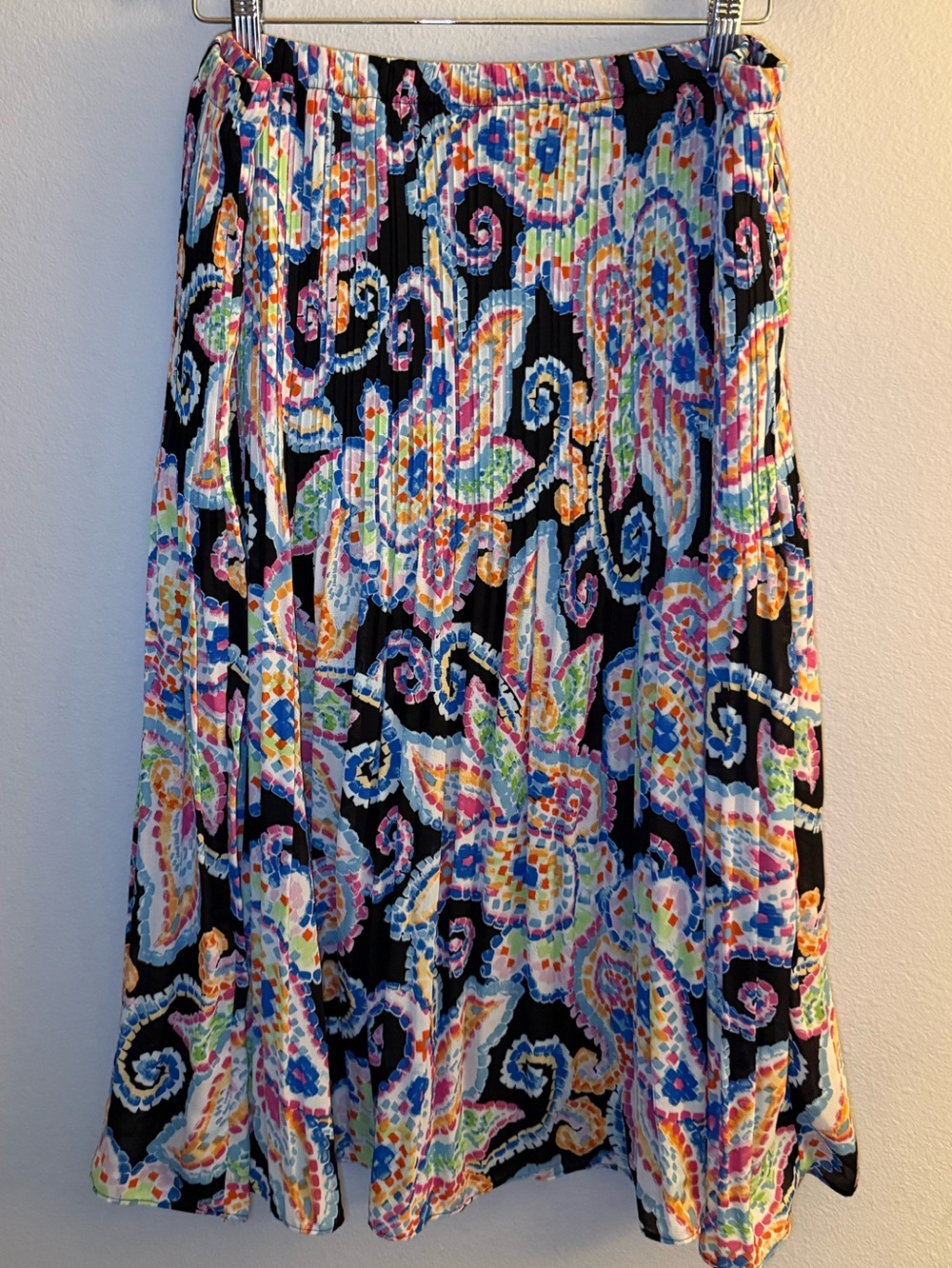 Ninety Multicolor Paisley Skater Skirt on Black